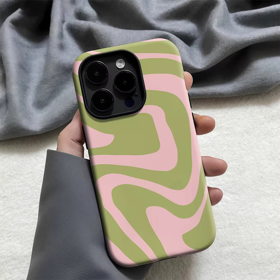 Magnetische Doppelschicht-Handyhülle Pink & Green Swirls für iPhone 17 16 15 14 Pro Max Plus - Bild 2