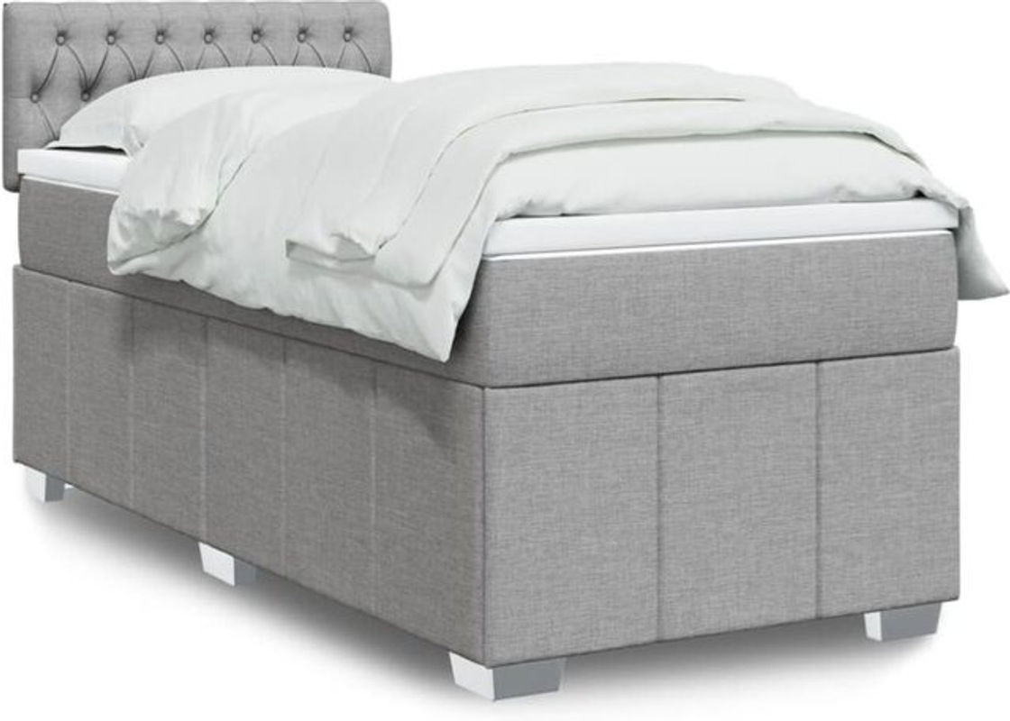 Vidaxl Boxspringbett mit Matratze aus Stoff in Grau und Weiß, B/T/H: 200 x 100 x 100,5 cm - Bild 1