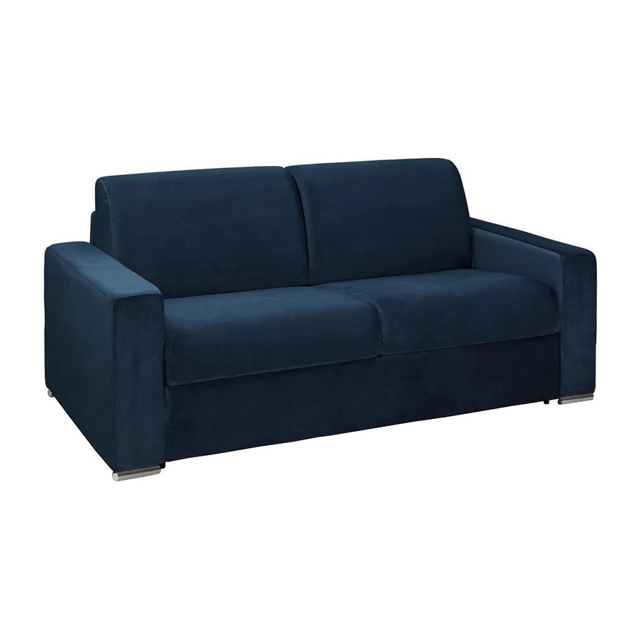 Vente-unique Schlafsofa Calito in Marineblau mit Samtbezug, Breite: 194 cm - Bild 2
