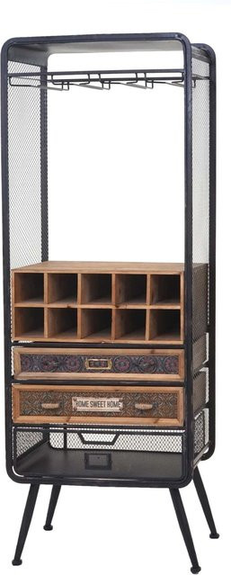 Weinregal MCW-C91 Barschrank aus Tannenholz in Vintage Optik, braun/mehrfarbig, H: 157 cm, B: 57 cm, T: 38 cm - Bild 2