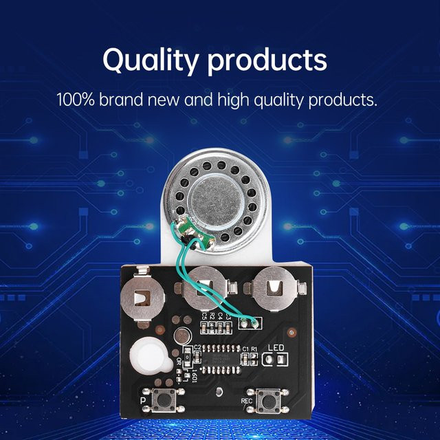 diymore Programmierbares Audio Modul mit 30s Sound Voice Recorder und lichtempfindlicher Tastensteuerung in Schwarz für DIY Grußkarten - Bild 1