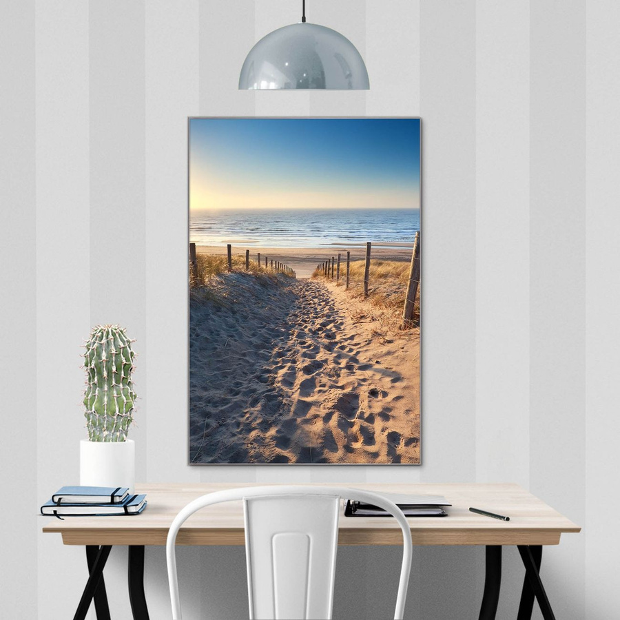 banjado Glas Magnettafel Motiv Nordseestrand, blau, B: 40 cm, H: 60 cm, rahmenlos und beschreibbar - Bild 1