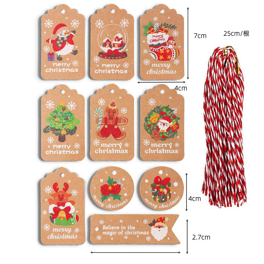 50 Stück Weihnachts-Geschenkkarten mit Elch- und Weihnachtsmann-Muster als Hängeanhänger in Mehrfarbig für Deine Weihnachtsfeier und Party - Bild 2