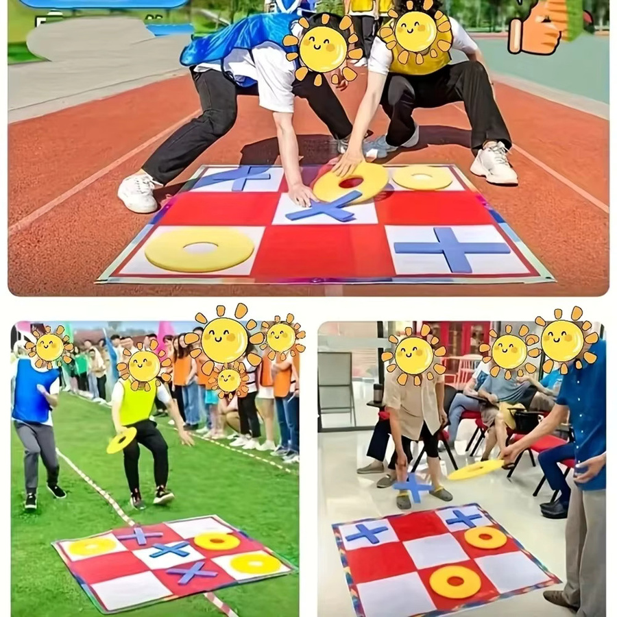OURFETE Tic Tac Toe Spielmatte-Set, Partyspiel, Filz, Bunt / Mehrfarbig - Bild 4