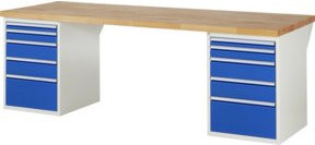 Rau Werkbank 7511A3 in Weiß mit 10 Schubladen, B: 250 cm, T: 90 cm, H: 89 cm - Bild 1