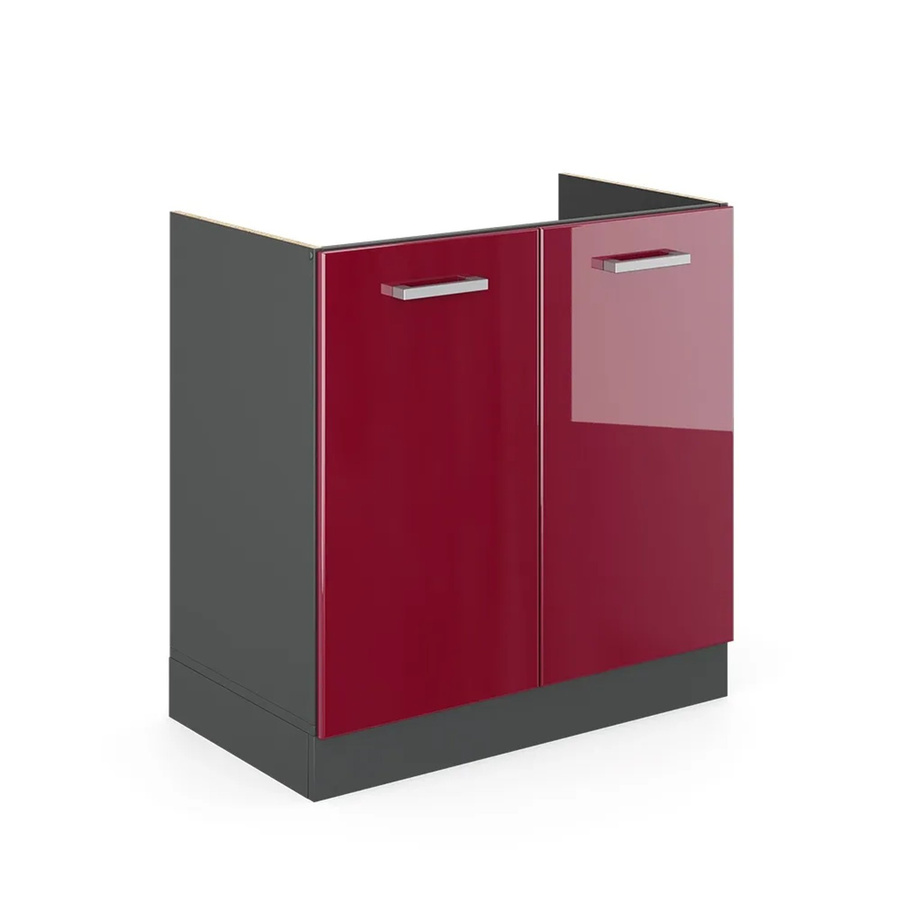 Vicco Spülenunterschrank R-Line in Bordeaux Hochglanz und Anthrazit, Breite: 80 cm - Bild 3