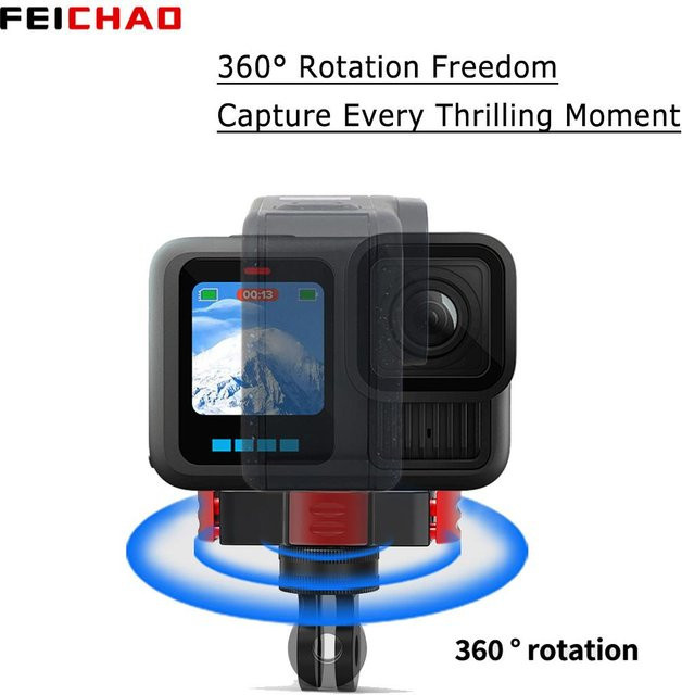 Magnetischer Schnellverschluss-Stativadapter für GoPro Hero 13 Action-Kamera in Schwarz mit 360-Grad-Drehung und 1/4 Zoll Schraube aus Aluminium - Bild 1