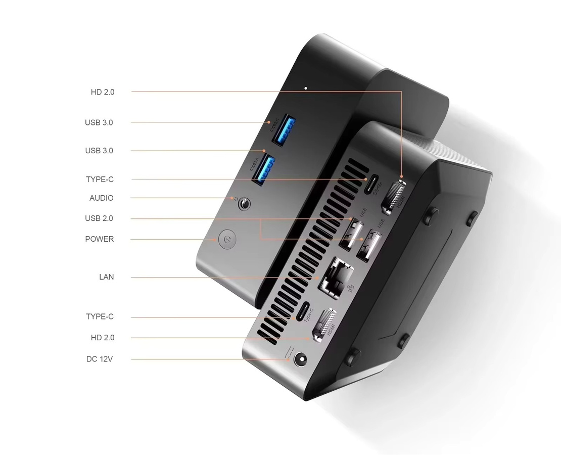 Tragbarer Mini-PC mit Intel N150 Prozessor, Windows 11, 16GB RAM und 512GB SSD, WiFi 6, Schwarz - Bild 5