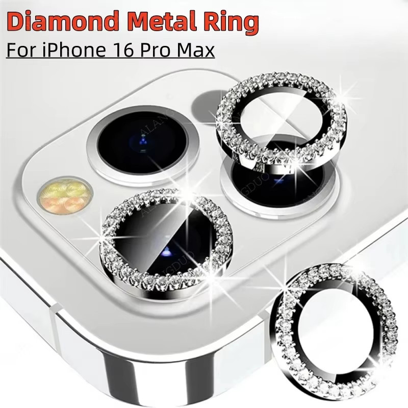 2-3 Stück Diamant Objektiv Glas Schutz für iPhone 16 Pro Max, 16 Pro, 16 Plus und iPhone 15 Pro Max, vollständige Kamera Abdeckung, Silber/Mehrfarbig - Bild 2