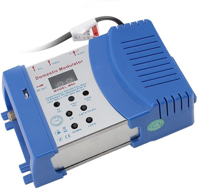 DIYelecs Multifunktionaler RF-Modulator RHF-UHF-AV-zu-RF Haushaltsmodulator für Videospielkonsolen in Blau - Bild 1