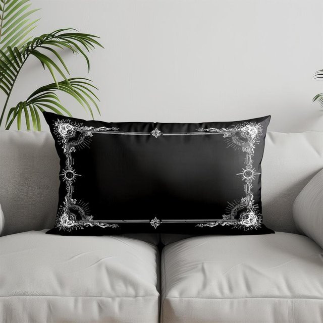 JMG Clothing Rechteckiger Kissenbezug mit gotischem Verzierten Muster in Schwarz, B/H: 60 x 40 cm - Bild 1