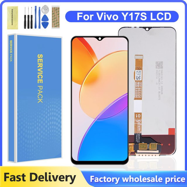 LCD-Display Ersatz für Vivo Y17s mit Rahmen, 6,56 Zoll Touchscreen Digitizer Baugruppe, Farbe: Schwarz - Bild 1