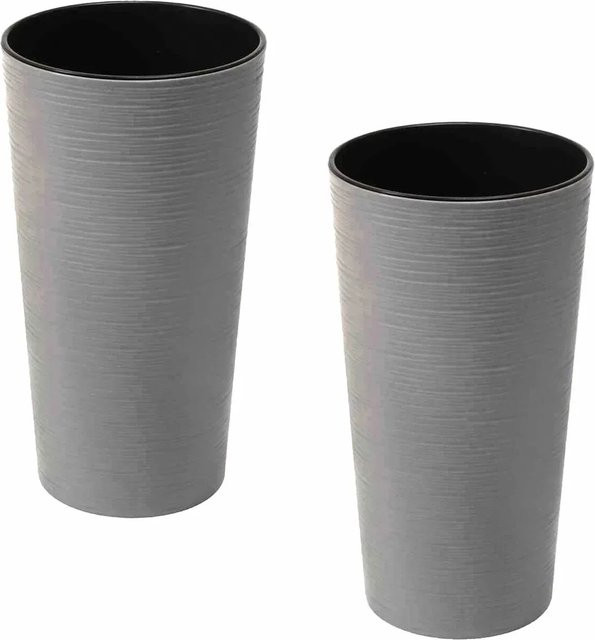 Siena Garden Pflanzgefäß Set Eco Locon, 2-teilig, Grau, Durchmesser: 25 cm, Höhe: 46,5 cm - Bild 1