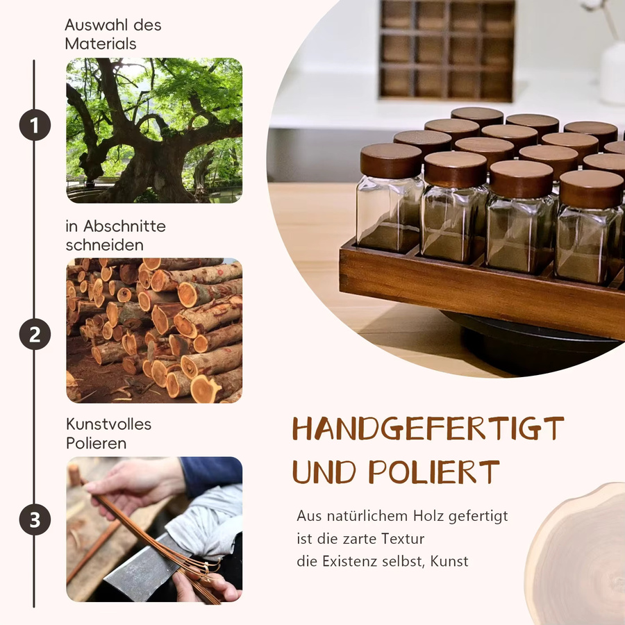 SAEIV Gewürzglas Set mit Gewürzregal, 12-teiliges Küchenorganisator Set aus Glas mit 120 ml Behältern - Bild 4