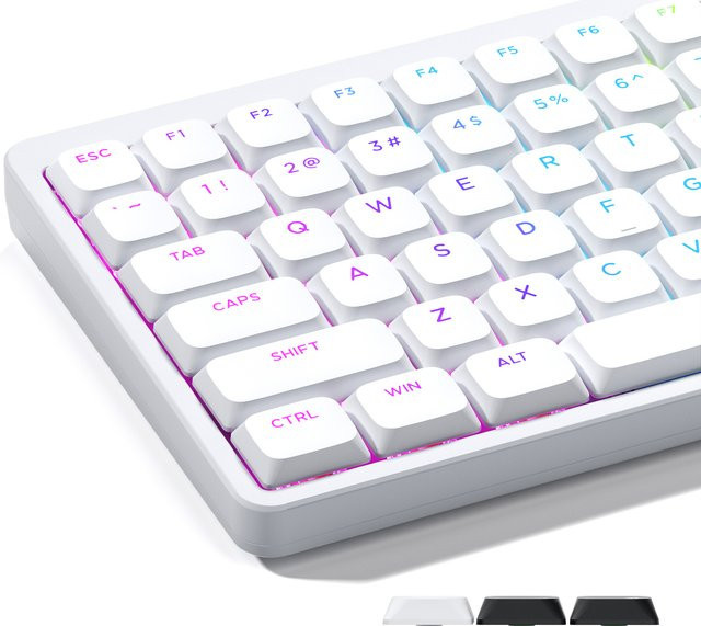 XVX Skyline R2 Double-Shot PBT Tastenkappen Low Profile Shine Through in Schwarz/Weiß mit 127 Tasten - Bild 1