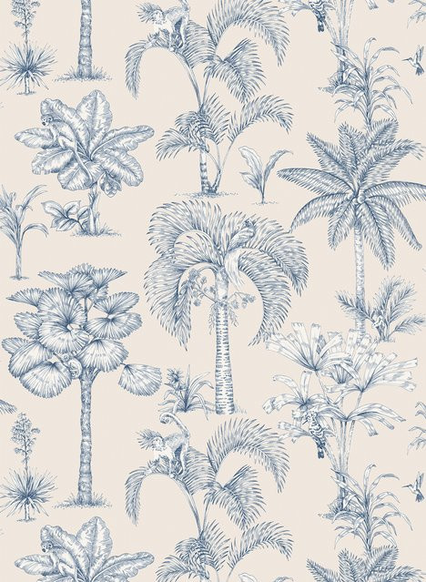 Sandberg Wallpaper Adele Toile de Jouy Vlies Tapete Blau - Bild 1