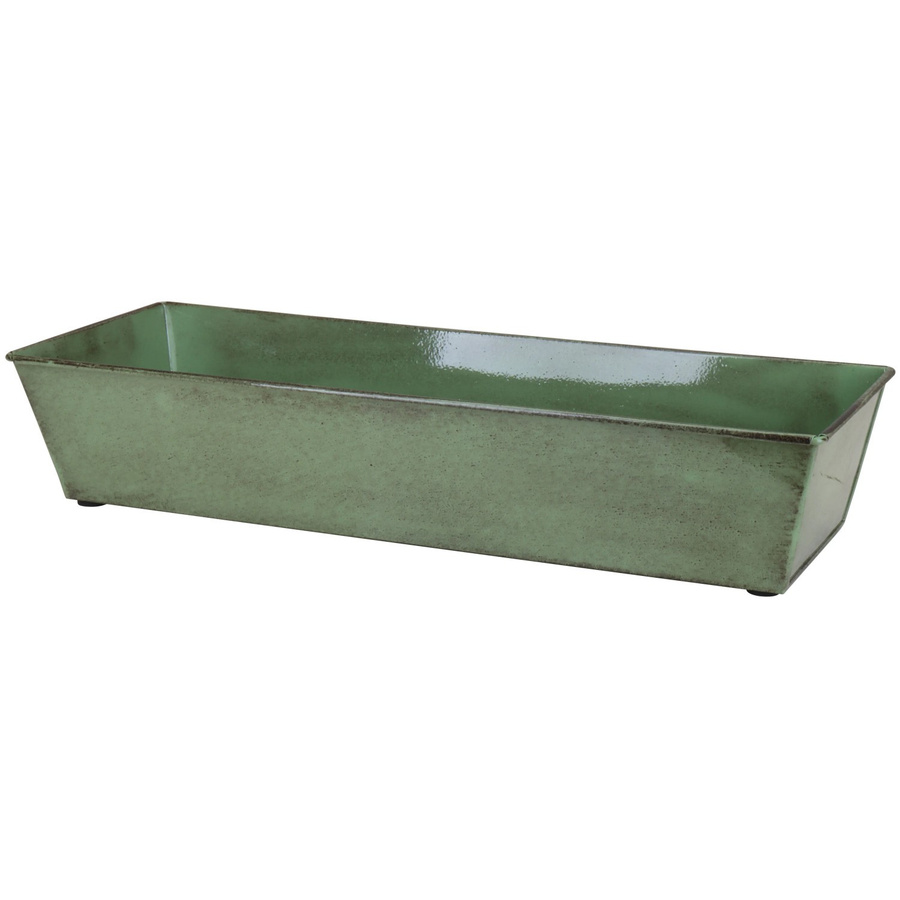 A.H.G. Blumenkasten aus Metall mit Ablaufstopfen, Grün, B/T/H: 53 x 19 x 10,5 cm - Bild 2