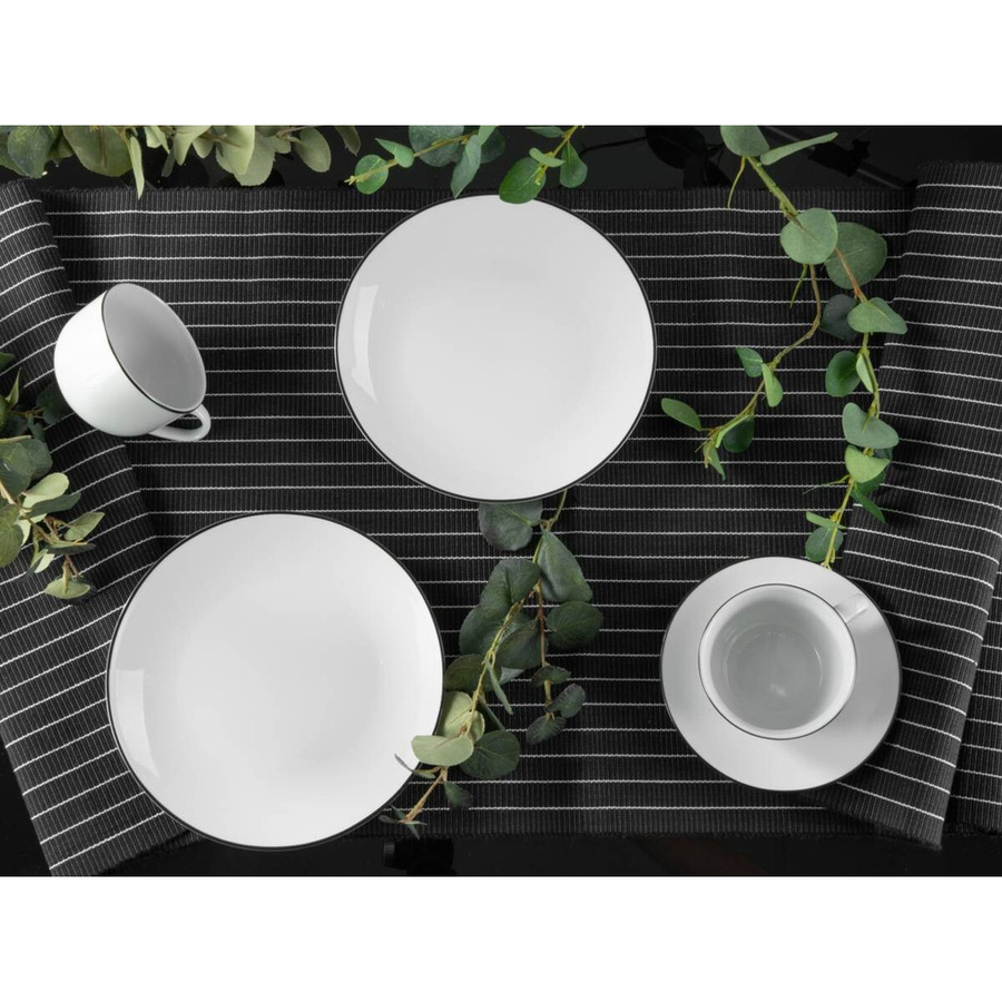 CreaTable Kaffeeservice Luna Black Line aus Porzellan, 18-teilig, Weiß/Schwarz - Bild 3