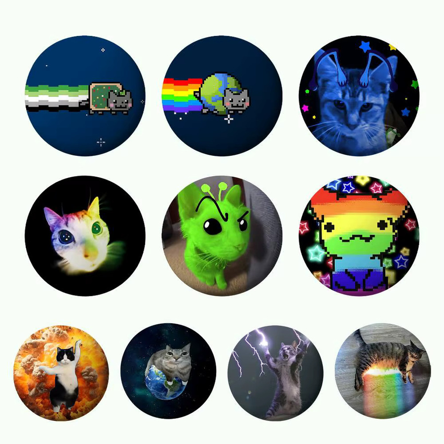 52TOYS Brosche Regenbogen Alien Katze, Weißblech, Metall - Bild 2