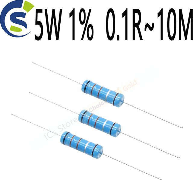 ANNUOSENCHIP Metallfilm-Widerstände 10er-Set in Blau, 5W, 1% Toleranz - Bild 1