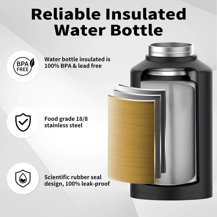 WATERSY Isolierte Edelstahl Thermoskanne aus Edelstahl, 2,5 l, Farbe: Green/Black - Bild 4
