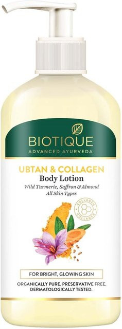 Biotique Ubtan Kollagen Körperlotion Gel, 300 ml, Kurkuma & Safran, Unisex - Bild 1