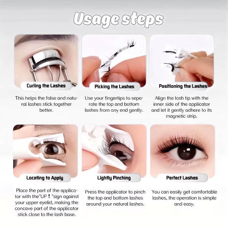 ORREUI Magnetische Wimpern Selbstklebend, 1 Paar, mit Wimpernapplikator - Bild 2
