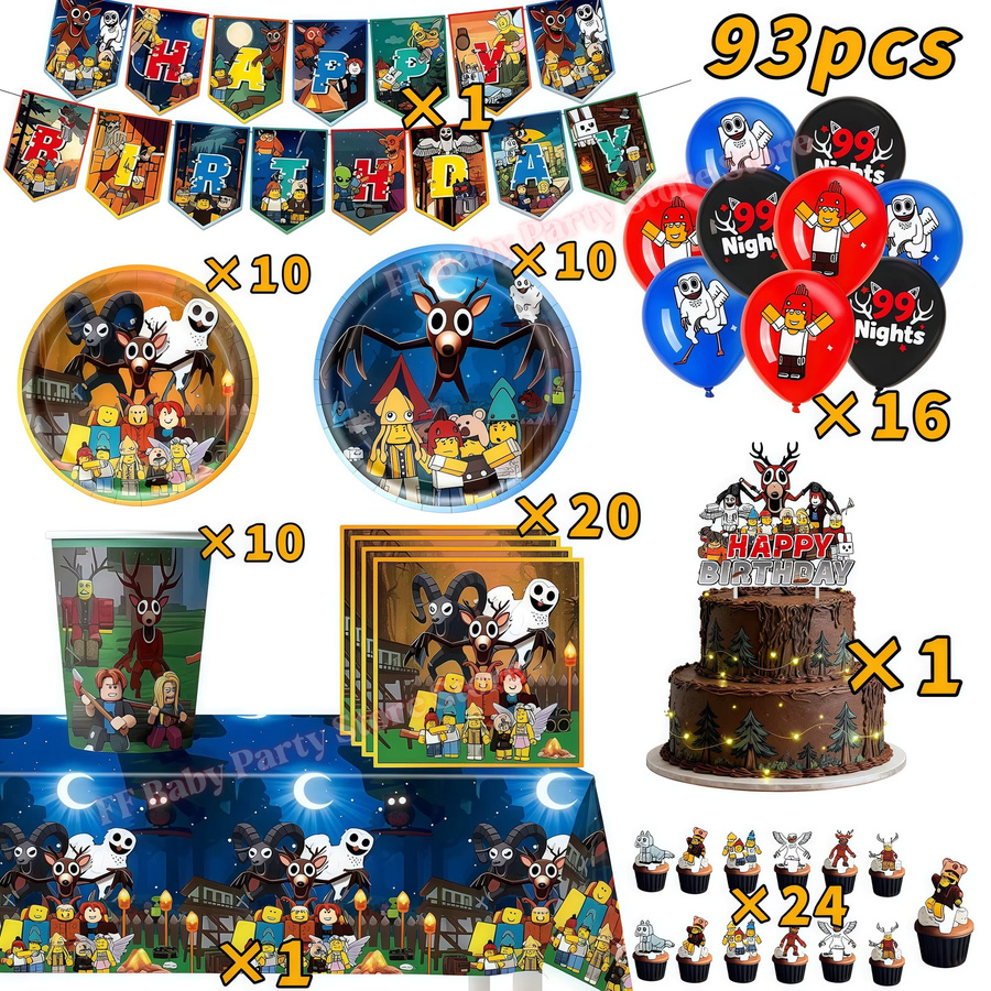 Warner Bros. 99 Nächte im Wald Partydeko Set aus Papier mit Einweggeschirr und Ballons, Mehrfarbig - Bild 4