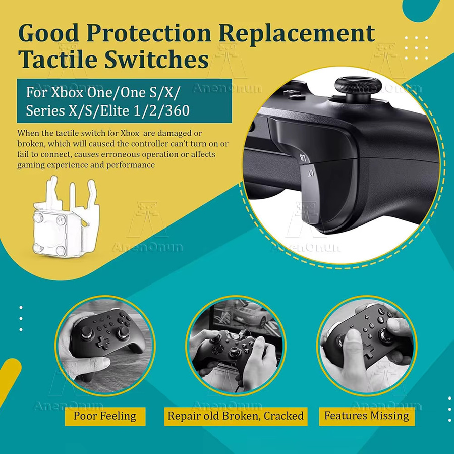AnenOnun Taktile Schalterknöpfe LB/RB Ersatzteil für Xbox One, Xbox Series X, Xbox Series S, Xbox 360 und Xbox Elite Controller - Bild 2