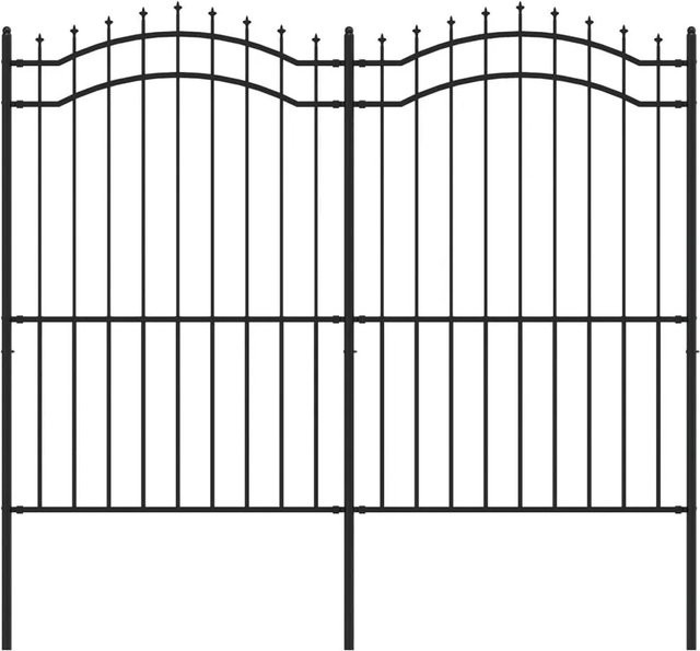 vidaXL Gartenzaun mit Speerspitze aus pulverbeschichtetem Stahl in Schwarz, Höhe: 175 cm, Breite: 239 cm - Bild 1