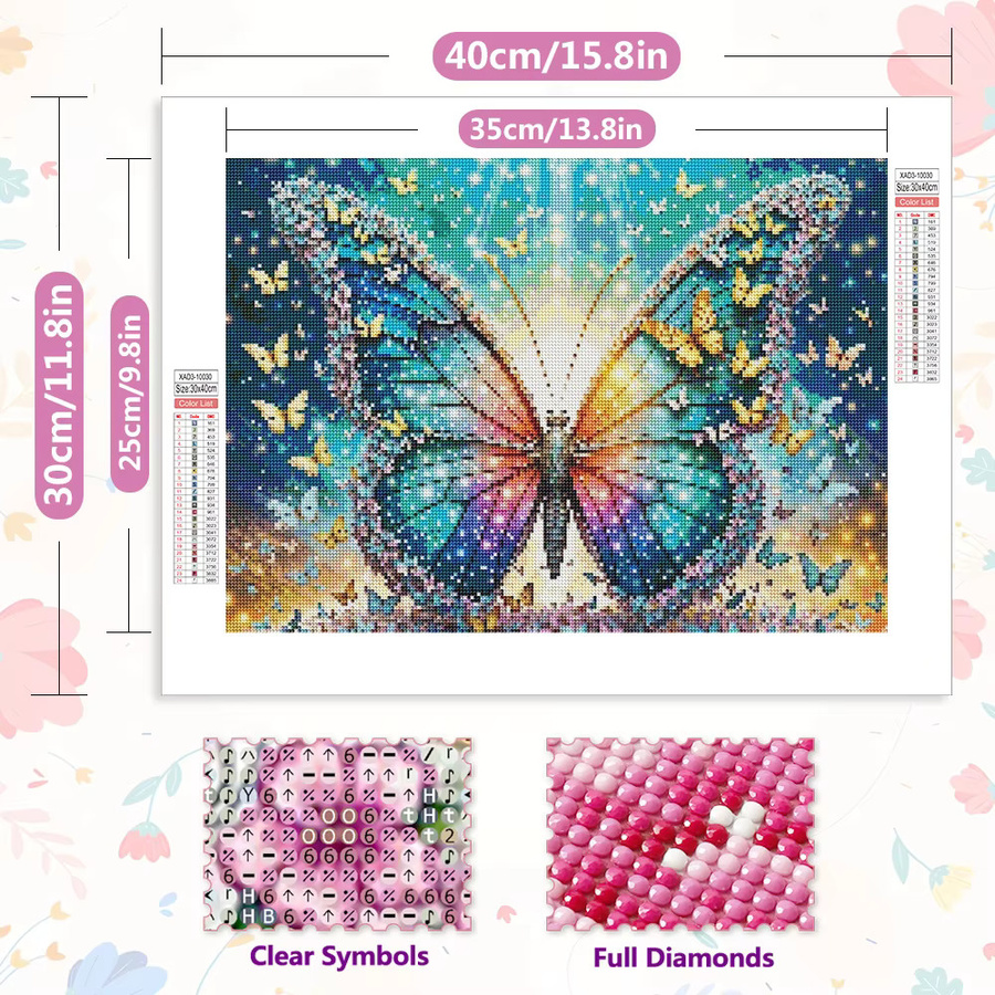 EverShine Diamantmalerei Schmetterling DIY 5D Mosaik Set mit runden Bohrern in Multicolour für Erwachsene zur Wanddekoration - Bild 2