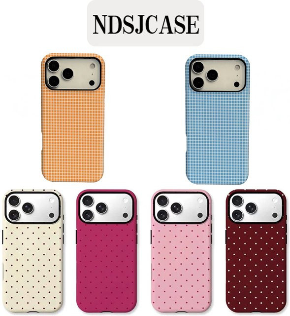 Potdemiel Handyhülle mit koreanischem Polka-Dot-Gittermuster für iPhone 11 bis iPhone 17 Pro Max Plus in Multicolour - Bild 1