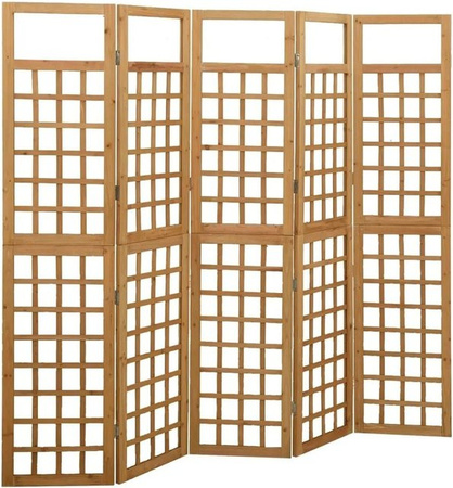 vidaXL 5-teiliges Spalier und Paravent aus Massivholz in Braun, B/H: 201,5 x 180 cm