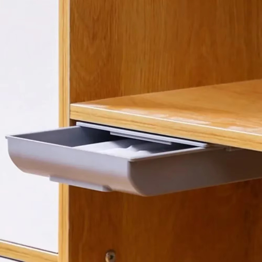 Selbstklebende Aufbewahrungsbox für unter den Schreibtisch, unsichtbare Schublade aus Kunststoff in Weiß - Bild 3