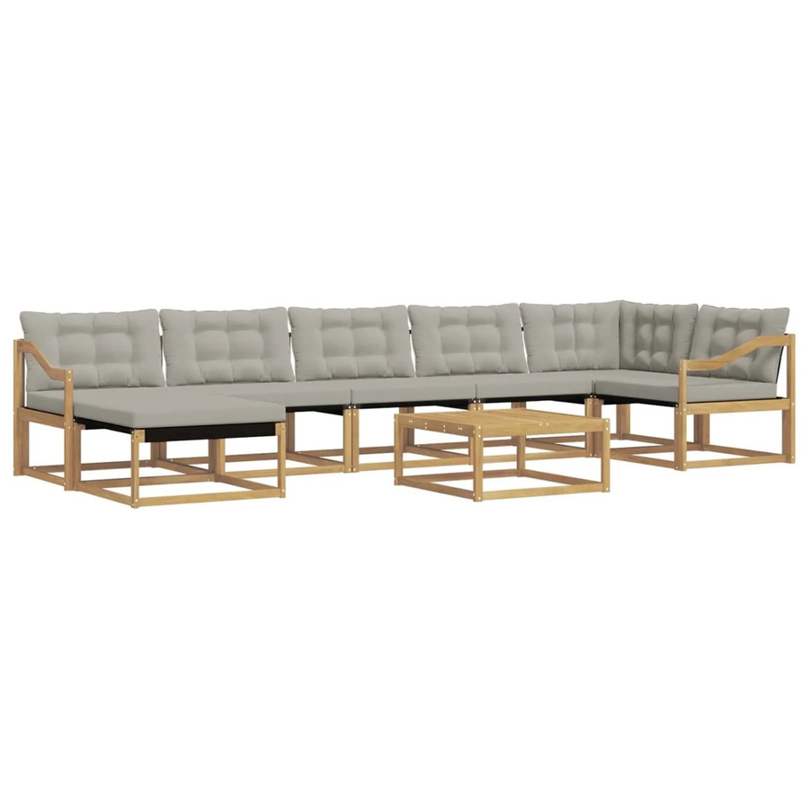 vidaXL Outdoor-Sofagarnitur 8-teilig aus Akazienholz in Weiß, Grau und Braun mit Textilene-Bezug und Polsterkissen für Garten, Balkon oder Terrasse, B/T/H: 79 x 79 x 37 cm - Bild 2