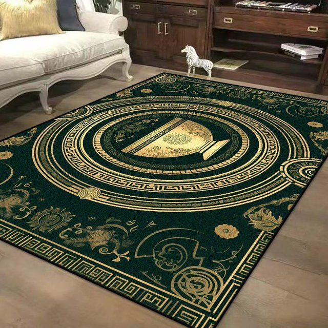 Karpetti Teppich im Marmor-Stil mit goldenem Muster, modern und maschinenwaschbar, B/T: 90 x 60 cm - Bild 1