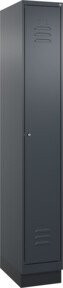 C+P Spind Classic PLUS Garderobenschrank mit Sockel, 1 Abteil, Anthrazit/Schwarz, H x B x T: 195 x 30 x 50 cm, mit Zylinderschloss und 3 Garderobenhaken - Bild 1