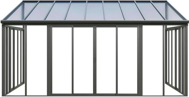 Vente-unique Selbsttragende Pergola Mathilda in Anthrazitgrau aus Aluminium und Polycarbonat - Bild 1