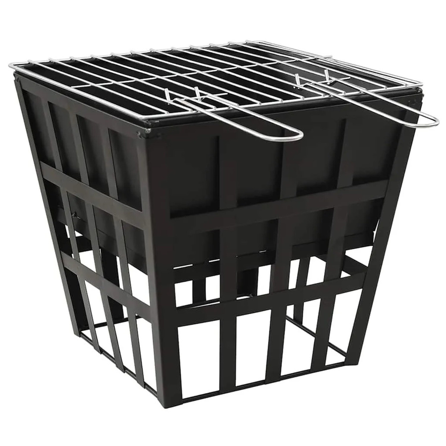 vidaXL 2-in-1 Feuerstelle und Grill aus Stahl in Schwarz mit Grillrost, B/T/H: 34 x 34 x 48 cm - Bild 2