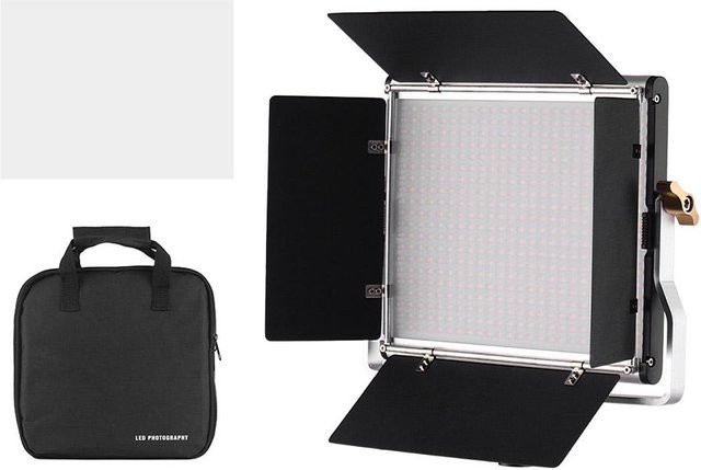 Andoer LED-Videoleuchte mit Scheunentor-Design, 480 LED-Perlen, einstellbare Helligkeit, Schwarz, UK-Stecker - Bild 1