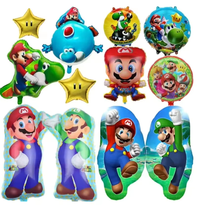 Bandai Mario Bros Folienballon-Set für Kindergeburtstage und Partys, Mehrfarbig - Bild 1