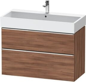 Duravit Waschtischunterschrank D-Neo Wandmontage in Weiß und Braun mit Schubladen und Auszug, B/T/H: 98,4 x 44,2 x 62,5 cm - Bild 1