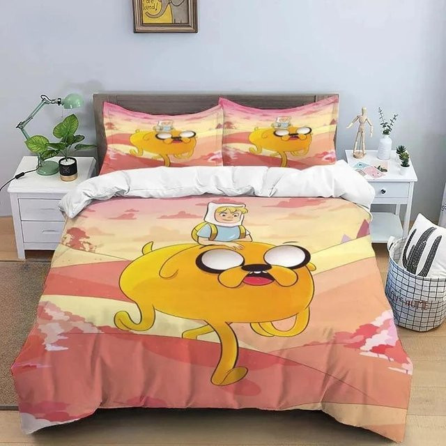 Adventure Time Finn und Jake Bettwäsche-Set mit Steppdecke aus Mikrofaser, Mehrfarbig, B/H: 200 x 200 cm - Bild 1