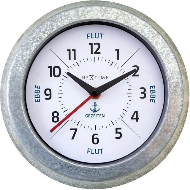 NeXtime Quarzwanduhr Tide Silber rund aus Metall mit maritimem Design - Bild 1