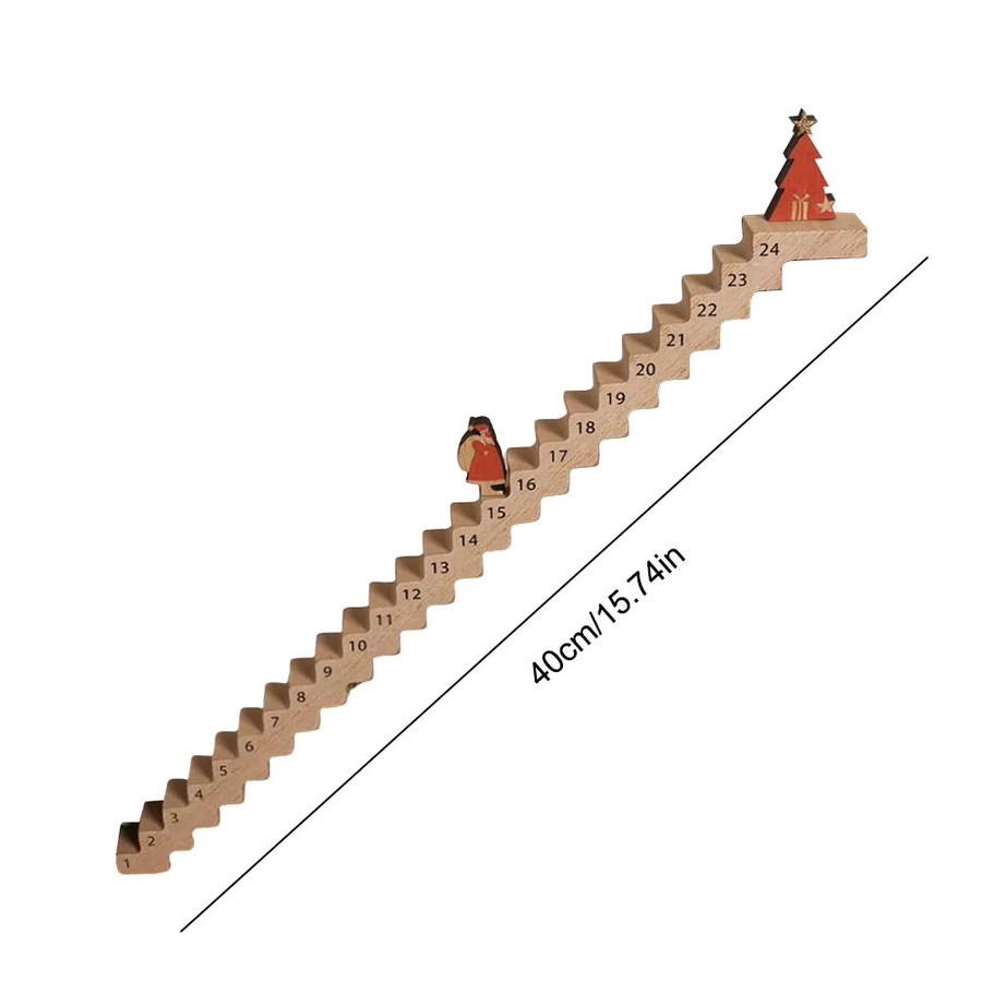 APWIKOGER Adventskalender aus Holz mit Weihnachtsmann auf Holztreppe als Weihnachts-Countdown-Dekoration - Bild 5