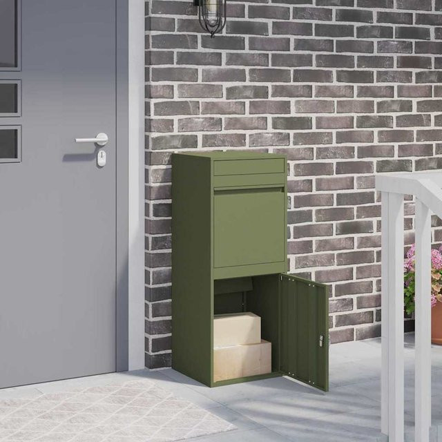 Paketannahmebox mit Stauraum von Yiwydaa aus Stahl in Olivgrün, H x B x T: 103 x 41 x 38 cm - Bild 1