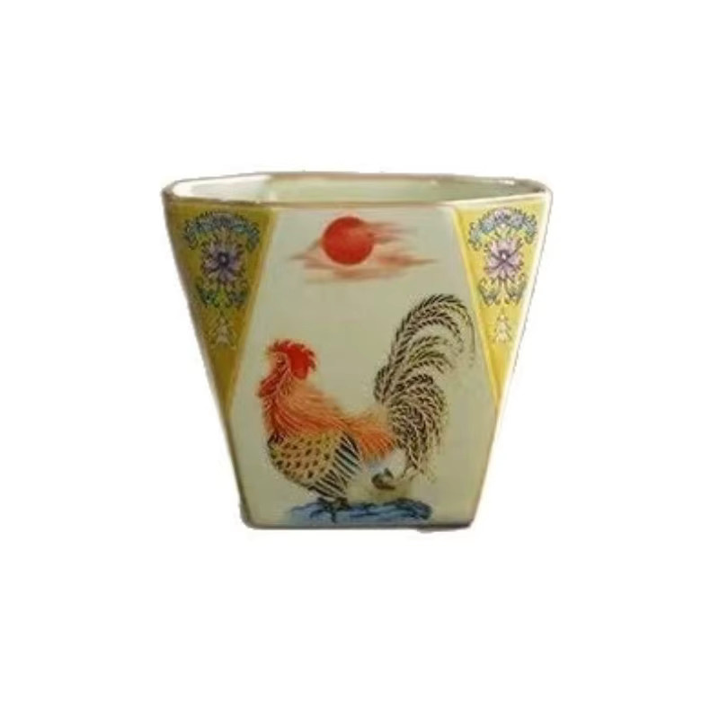 Keramiktasse Ru Ofen im Retro-Design mit Lotus- und Zweig-Motiv, Mehrfarbig - Bild 3