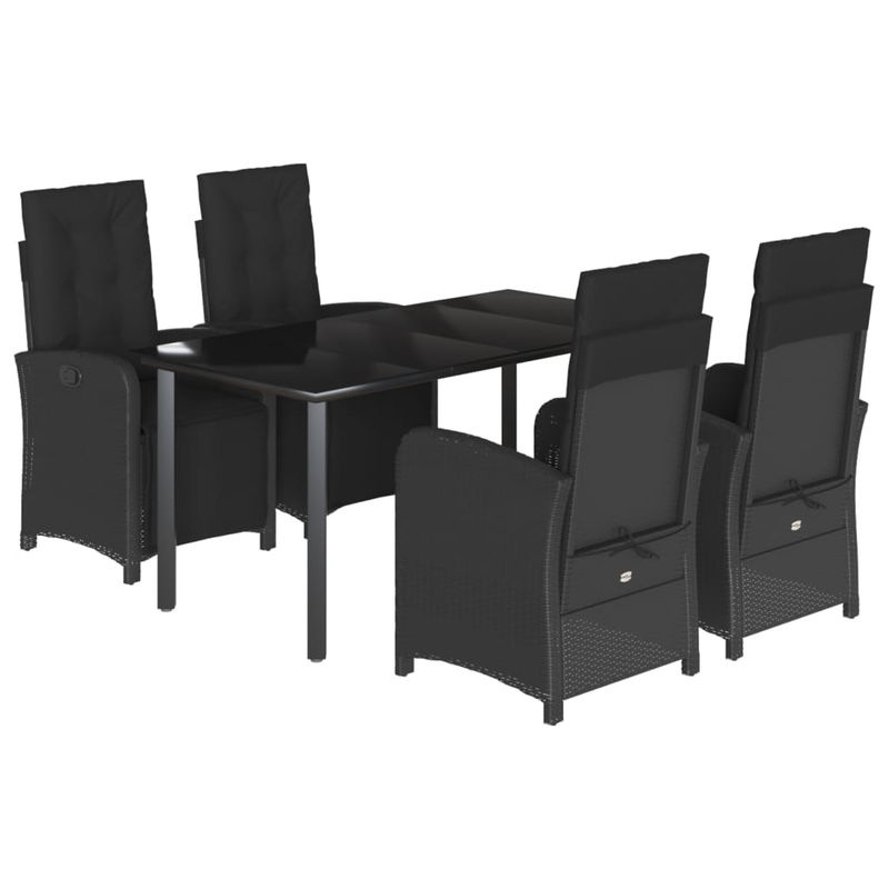 Vidaxl Gartenmöbel-Set aus Polyrattan mit 5 Teilen und Kissen, Schwarz - Bild 2