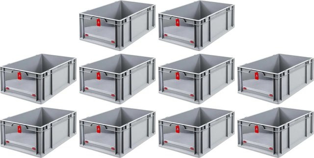 PROREGAL SparSet 10x Eurobox NextGen Insight Cover mit verstärkten Wänden, Farbe: Rot, H x B x T: 22 x 40 x 60 cm, 44 Liter - Bild 1