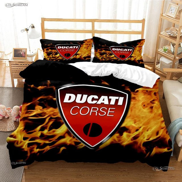 Casal Moto Racing Bettwäsche-Set mit Motiv Fahrzeugen, Schwarz, B/H: 135 x 200 cm - Bild 1